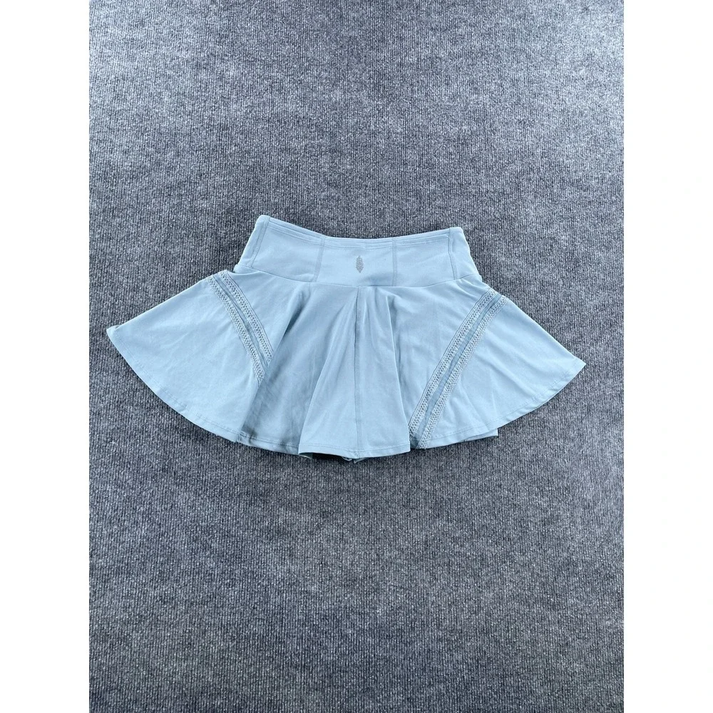 Free People FP Movement Get Your Flirt On Skort Light Blue Lace Trim Size M
